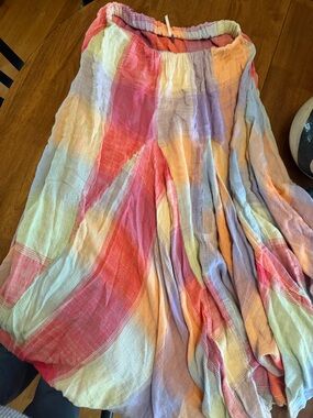 Free People Madras That Linen Maxi Skirt